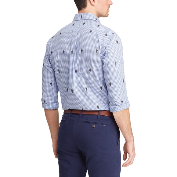 Polo Ralph Lauren Men's Polo Bear Gingham Cotton Shirt Sz L Slim Fit Embroidered - Picture 3 of 11